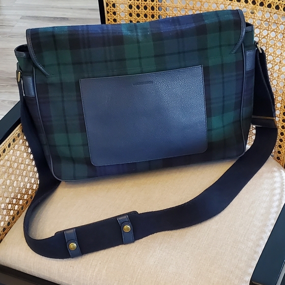 Lochcarron Scottland Black Watch Modern Tartan Satchel Bag, Leather, EUC - Picture 2 of 13